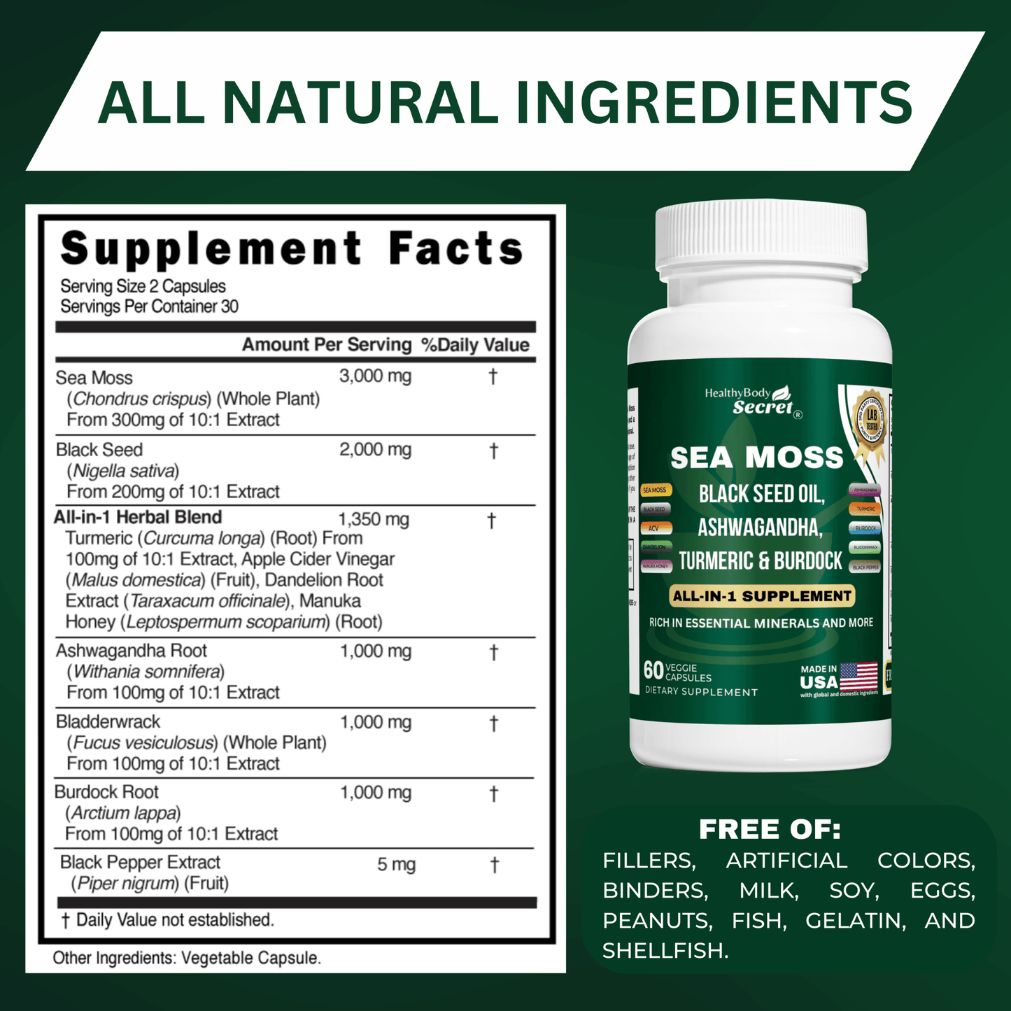 #ALL - IN - 1 SEA MOSS CAPSULES# - #Healthy Body Secret®#ALL - IN - 1 BERBERINE CAPSULES#Healthy Body Secret®###